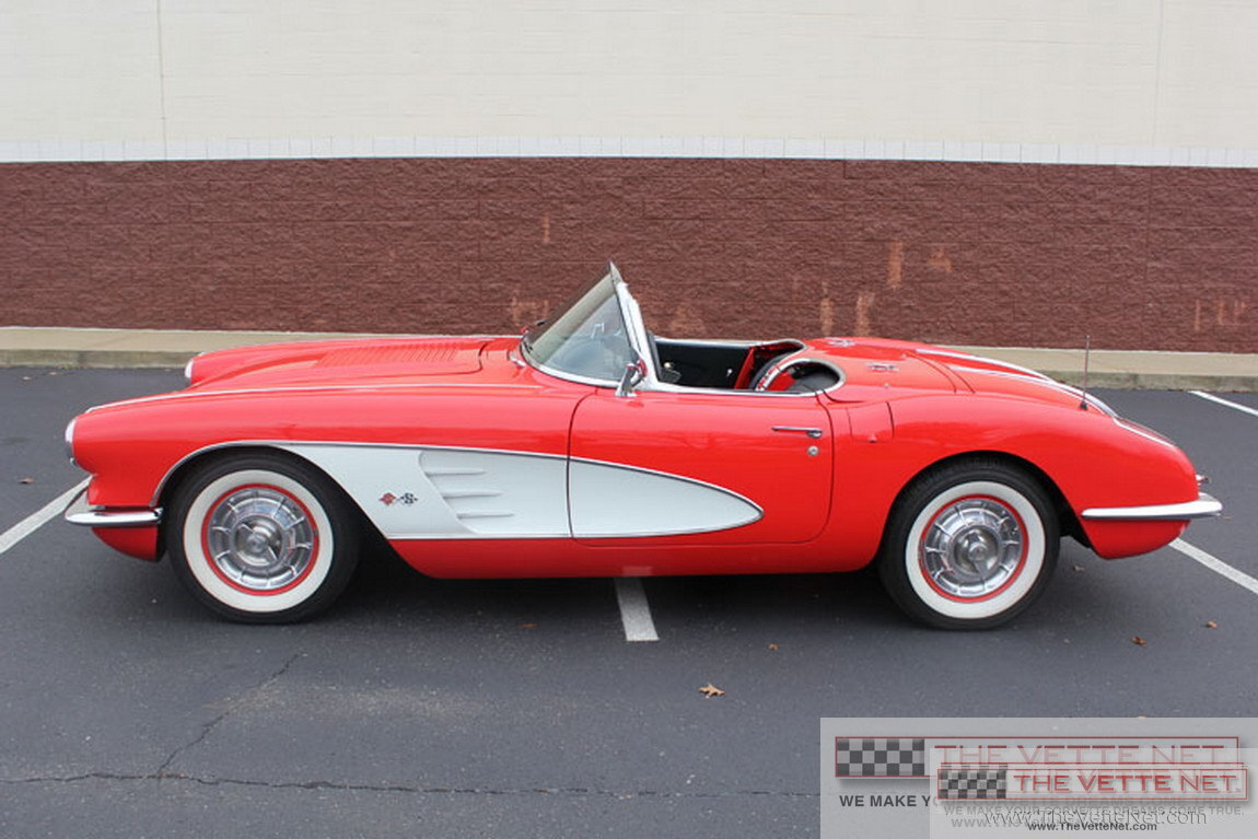 1958 Corvette Convertible Red with White Coves