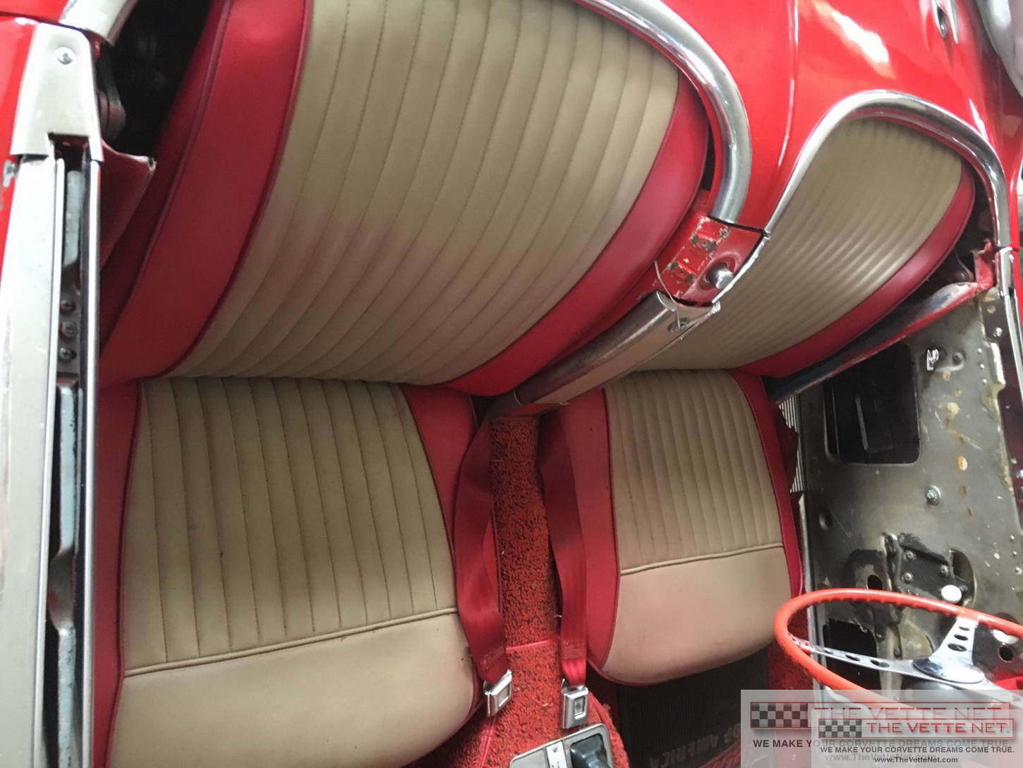 1961 Corvette Convertible Red with White coves